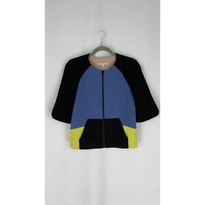 Jonathan Simkhai Zip Up Colorblock Jacket Womens Small Black Blue Yellow